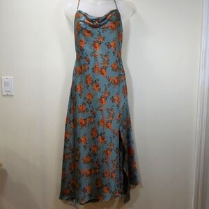 Astr The Label Women's Teal-peach Floral Slip Dress , Size M